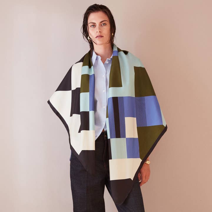 Sciarpa in seta a quadretti per la vendita all'ingrosso da parte di Studio Heijne