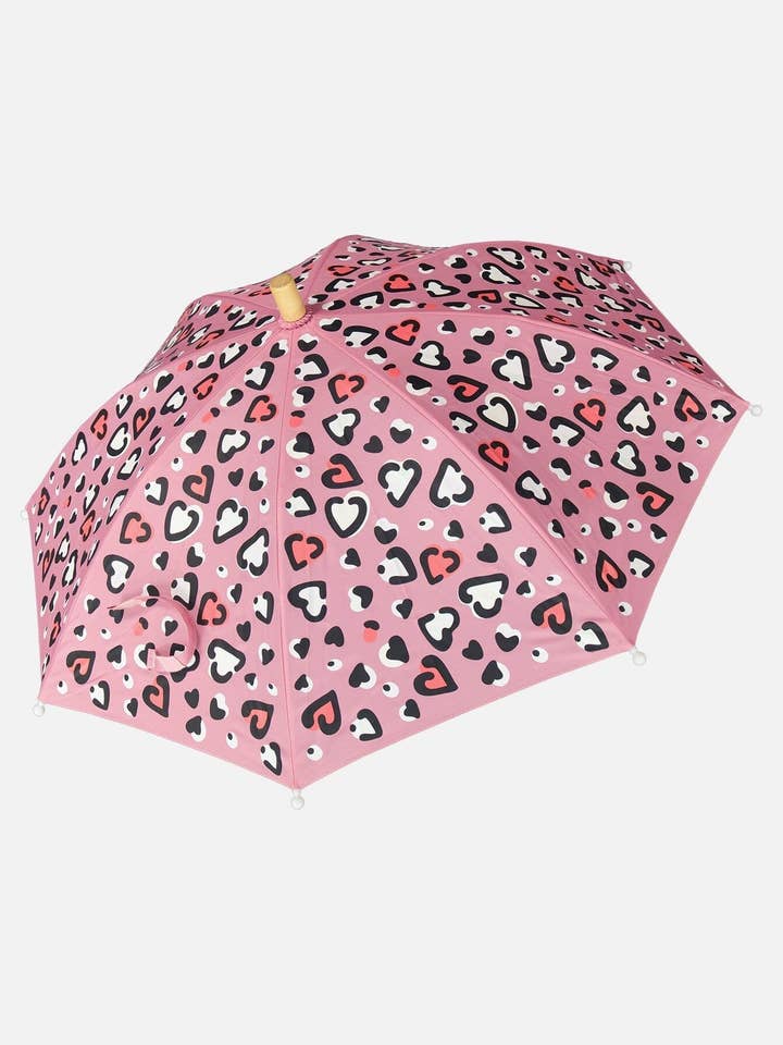 Parapluie à changement de couleur imprimé cœurs roses pour la vente par Deux par Deux