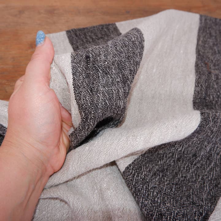 NorraVilla - Wholesale Theedoek - Linnen keukenhanddoek - Toscane - zwarte strepen