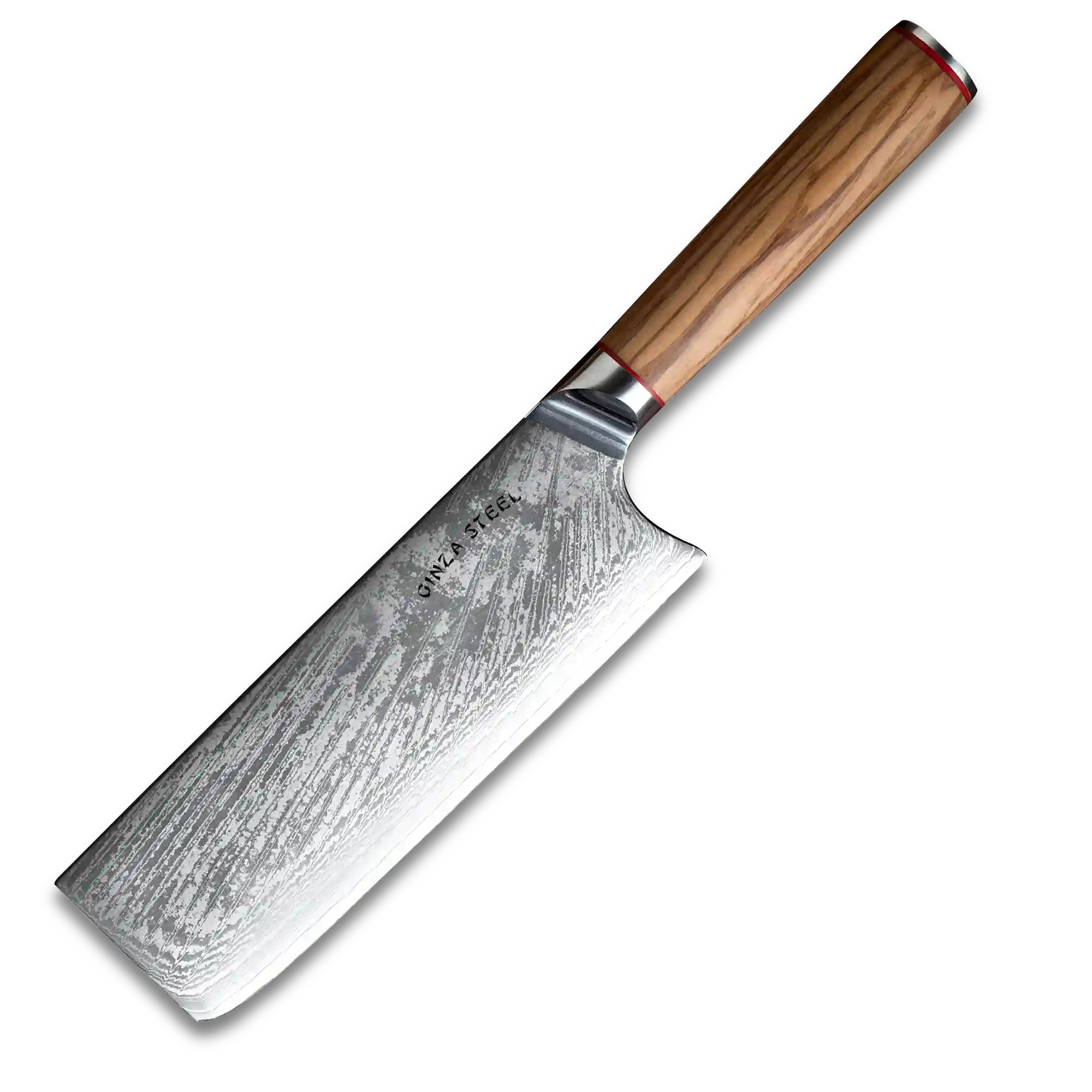 Ginza Steel - Wholesale Kitchen/Utility Knife - MIA X | Cleaver Knife 7" Damascus AUS10 Steel 67 Layer / Olive Wood handle0
