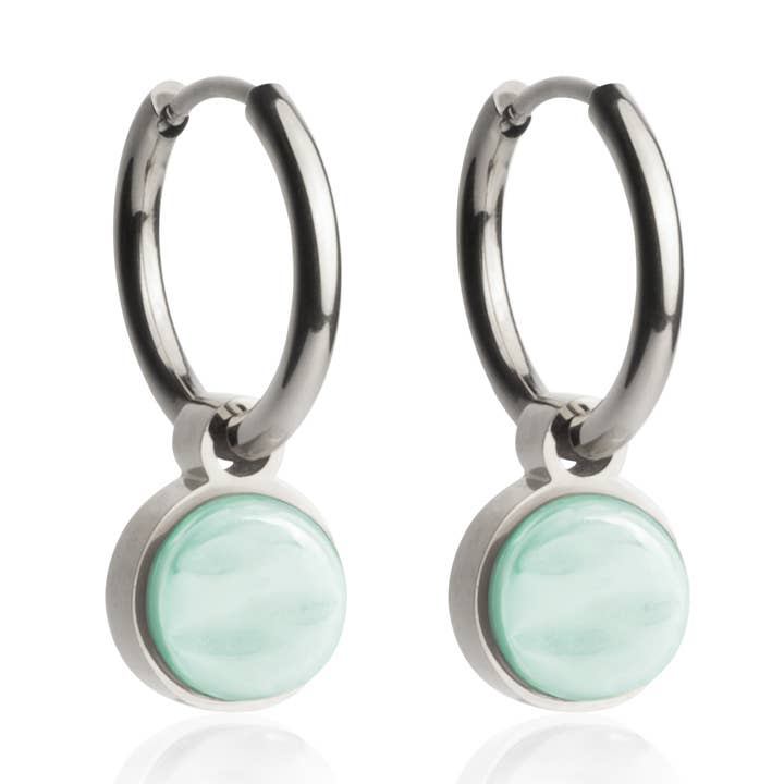 Mix & Match Creolen mit Anhänger • Silber / Minzgrün • 16 mm für den Großhandel von ALEXASCHA