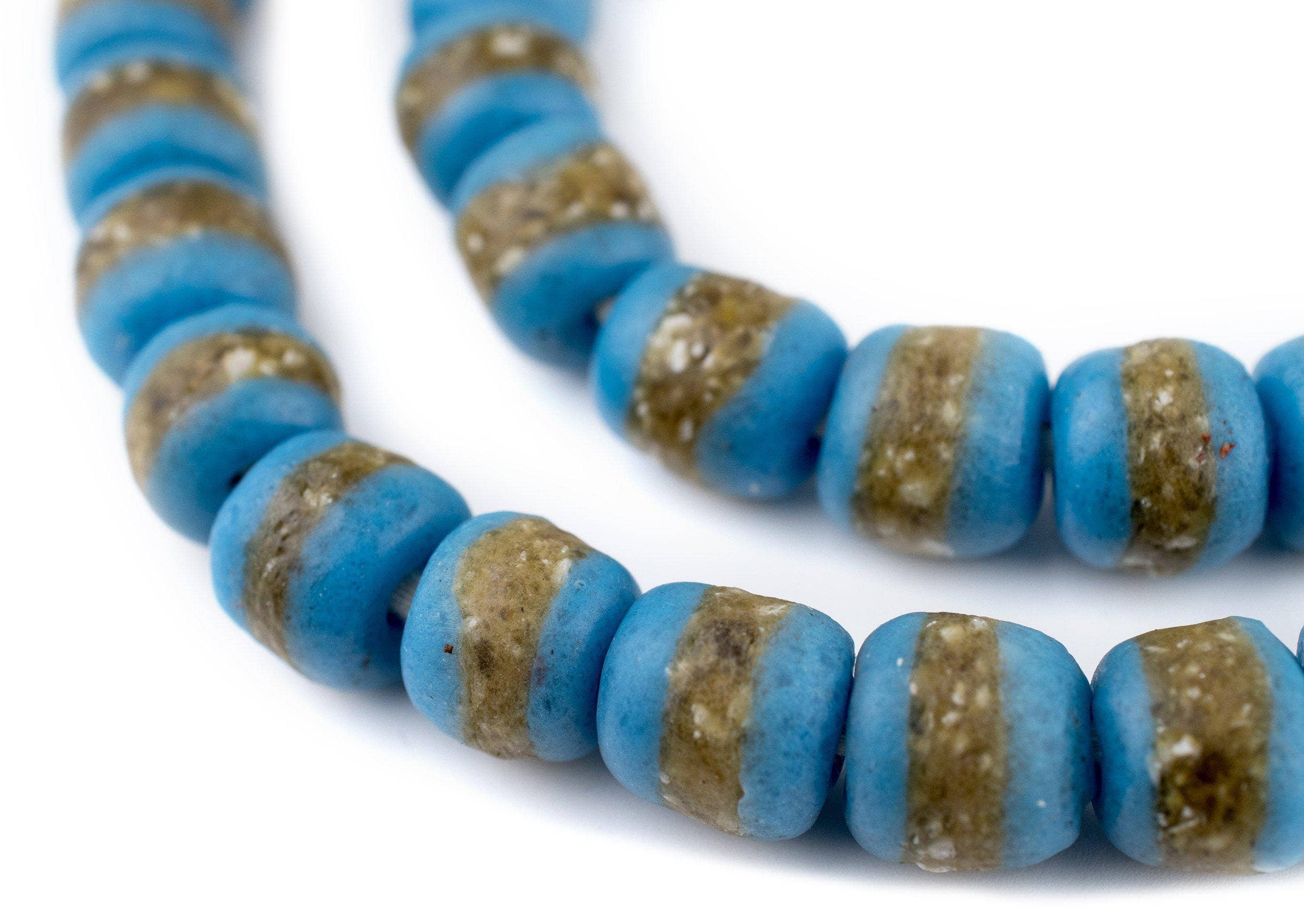 The Bead Chest - Wholesale Beads - 14mm Light Blue Kente Krobo Beads1