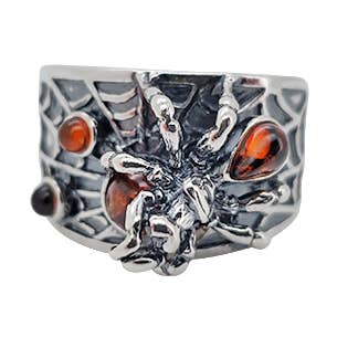 Anel Spider Cognac Amber Amber Sterling Homem Prata de Lei por atacado de Amberman