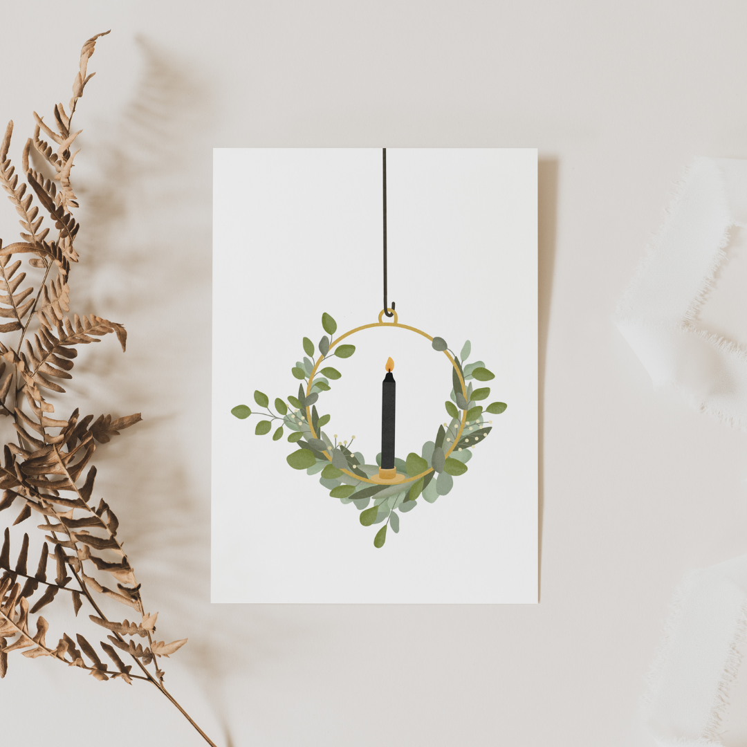 Tilda&Theo - Wholesale Christmas Card - Eucalyptus wreath Christmas card A6 - Christmas Christmas3