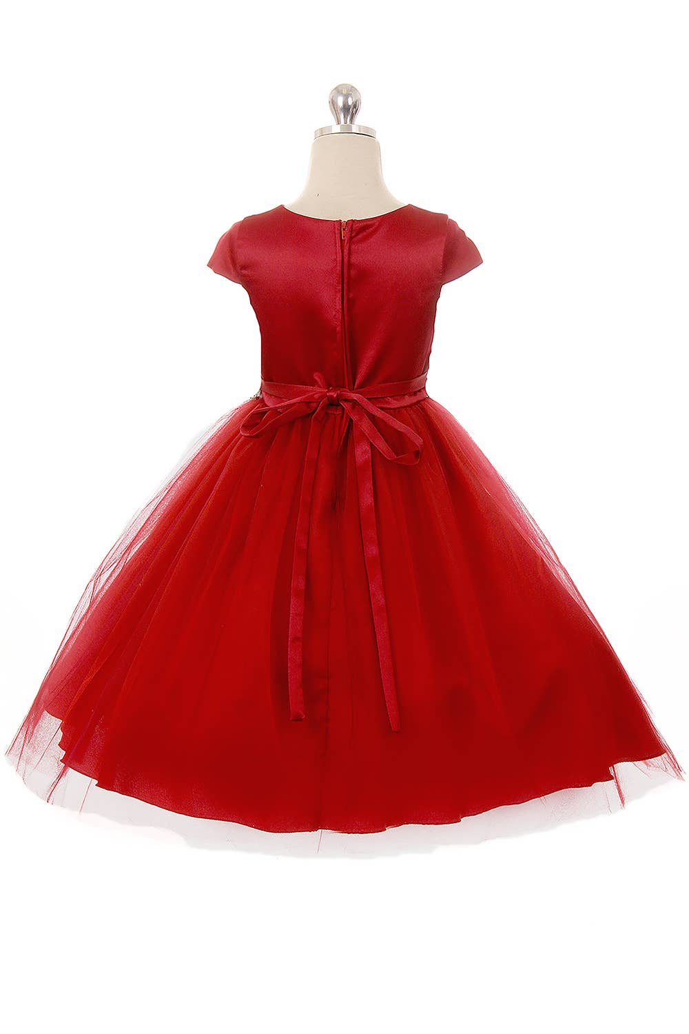 Kid's Dream - Wholesale Dress - Kids - Capped Sleeve Satin & Tulle Girls Dress with Plus Sizes3