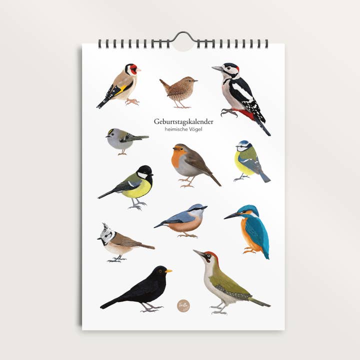Födelsedagskalender Inhemska fåglar – evig väggkal för wholesale av Terillu