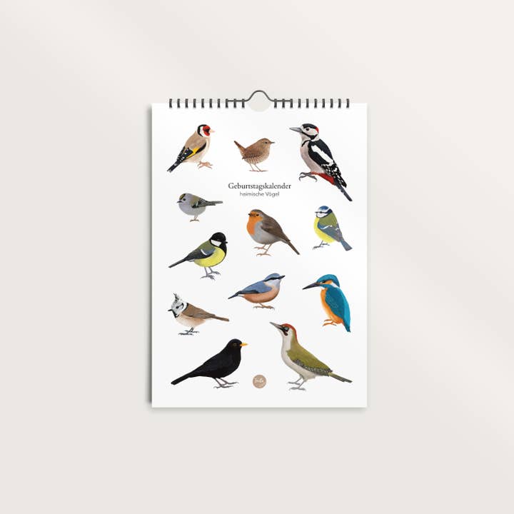Calendario de cumpleaños Aves autóctonas – calendario de pared perpetuo para venta al por mayor de Terillu