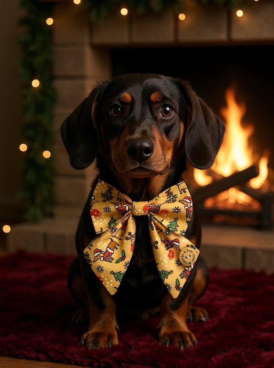 Puppies & Pom Poms - Wholesale Pet Bow Tie - Dog - Handmade Dog Sailer Bow Tie - Christmas Dachshunds4