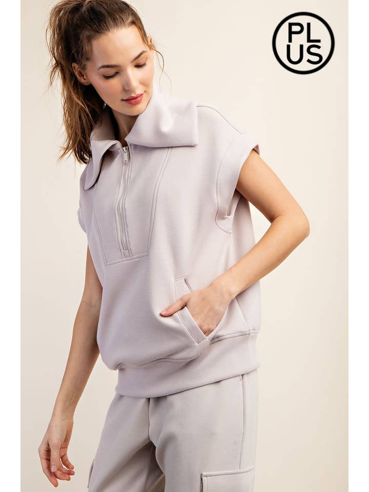 Rae Mode - Wholesale Athletic Top - Women's - PLUS SIZE MODAL SCUBA SHORT SLEEVE QUARTER ZIP TOP15