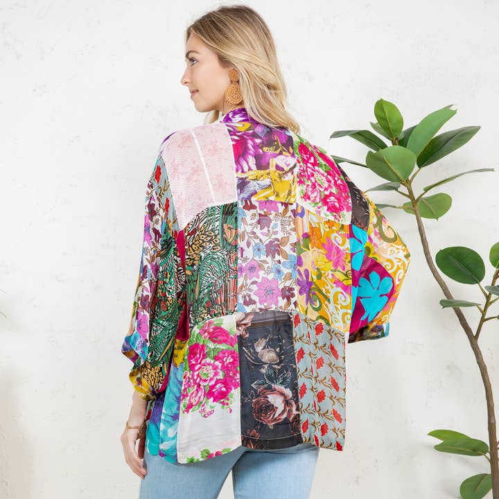 Young Threads - Wholesale Kimono - Women's - Kimono Top In Overdyed Mix N Match Patches - in 7 Color ways11