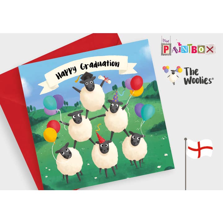 Happy Graduation - Grad hat The English Woolies pack x6 for wholesale by The Paintbox
