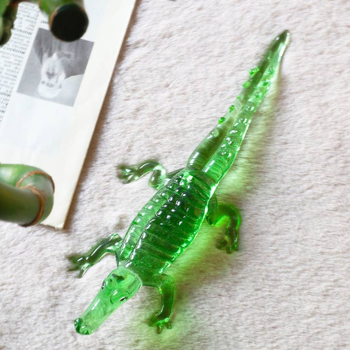 Murano alligator sculpture, hand blown glass crocodile, desk for wholesale by Adamodart