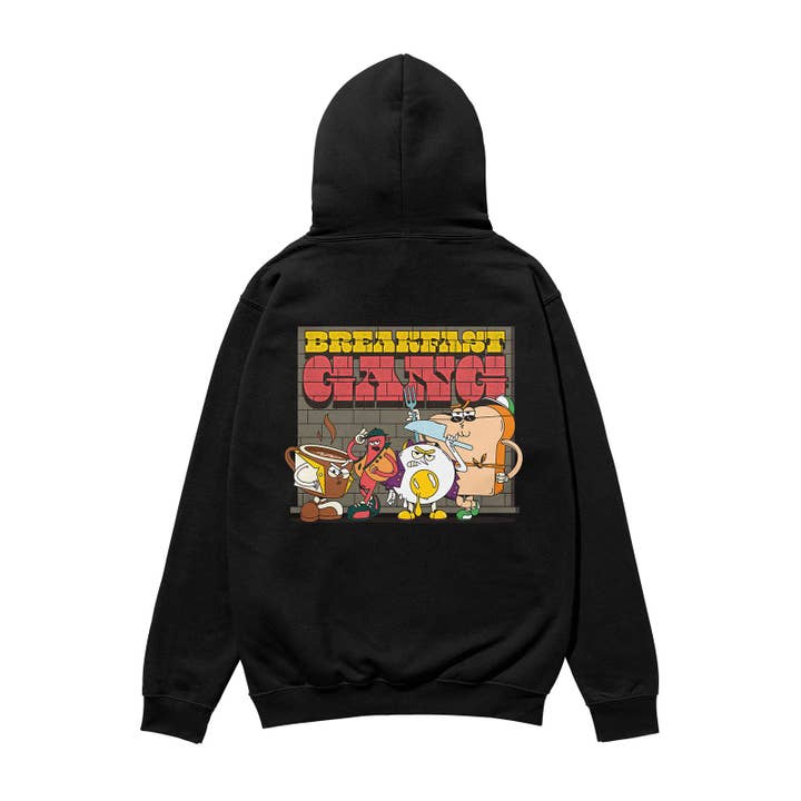 Breakfast Gang Heavyweight Organic Hoodie Black for wholesale by Weekend Concept