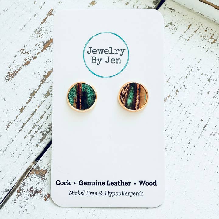 Jewelry By Jen - Wholesale Stud/Post Earrings - Stud Earrings: Aqua Bronze6