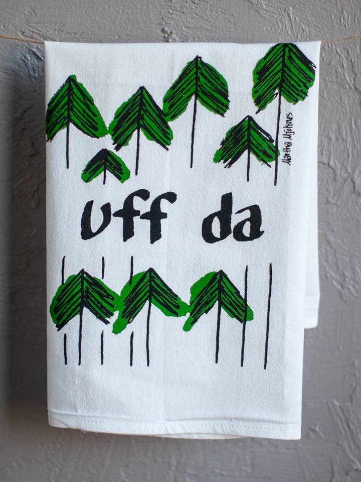 Uff Da theedoek voor wholesale door Little Viking Art