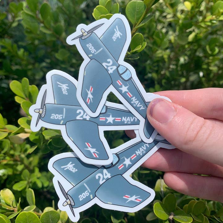 Extremely Retro - Wholesale Sticker - WWII Vought F4U Corsair Airplane Sticker - Vinyl - Dishwashe1