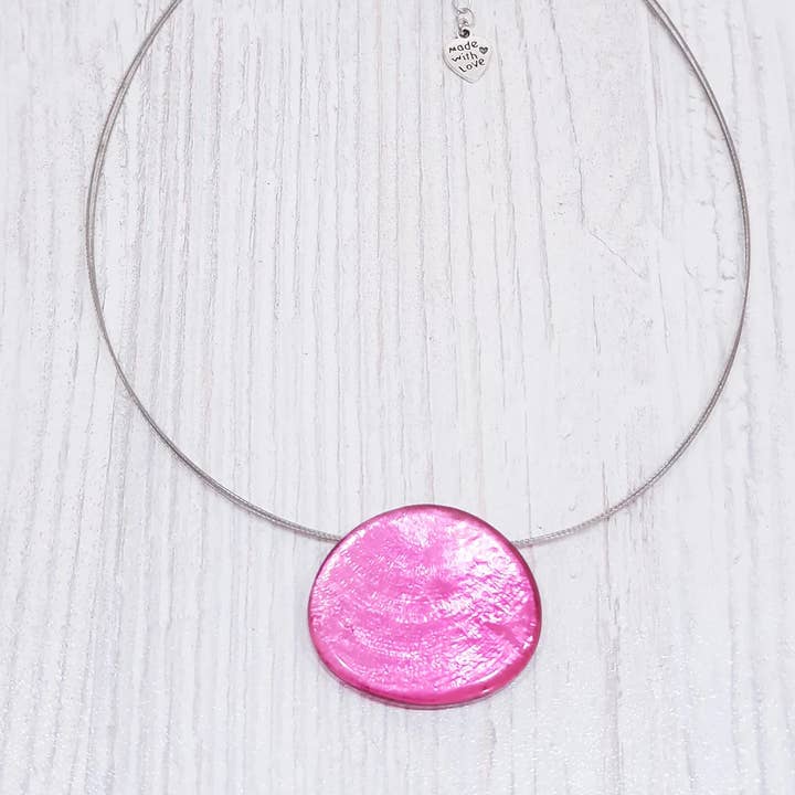 Capiz halskæde kort / vedhæng ca. 34x40mm / BG-3183 for engroshandel hos Gloria-Maris