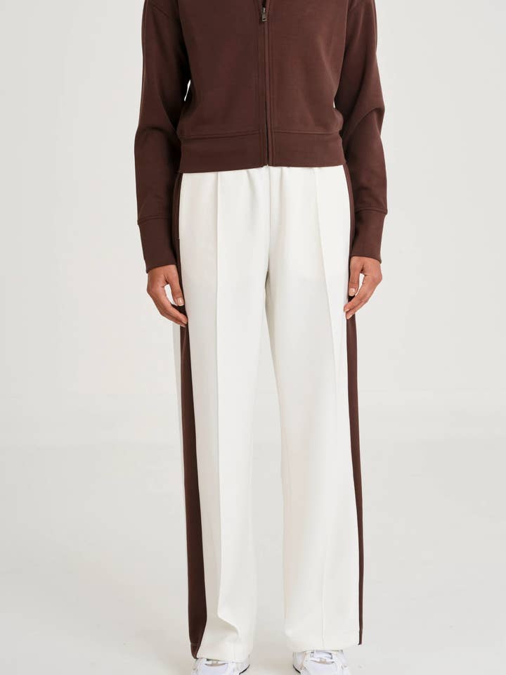 Soft Luxury Contrast Wide Leg Track Pant for wholesale by All Fenix