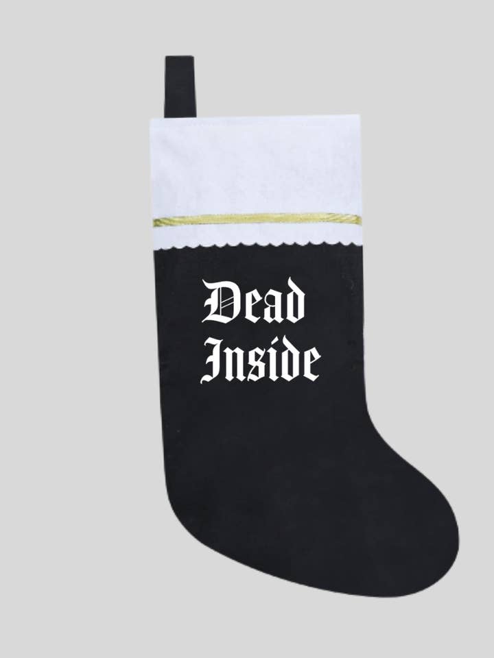 Goth Alt Dark Humor Christmas Stocking, Dead Inside for wholesale by Wickedly Divine Shop