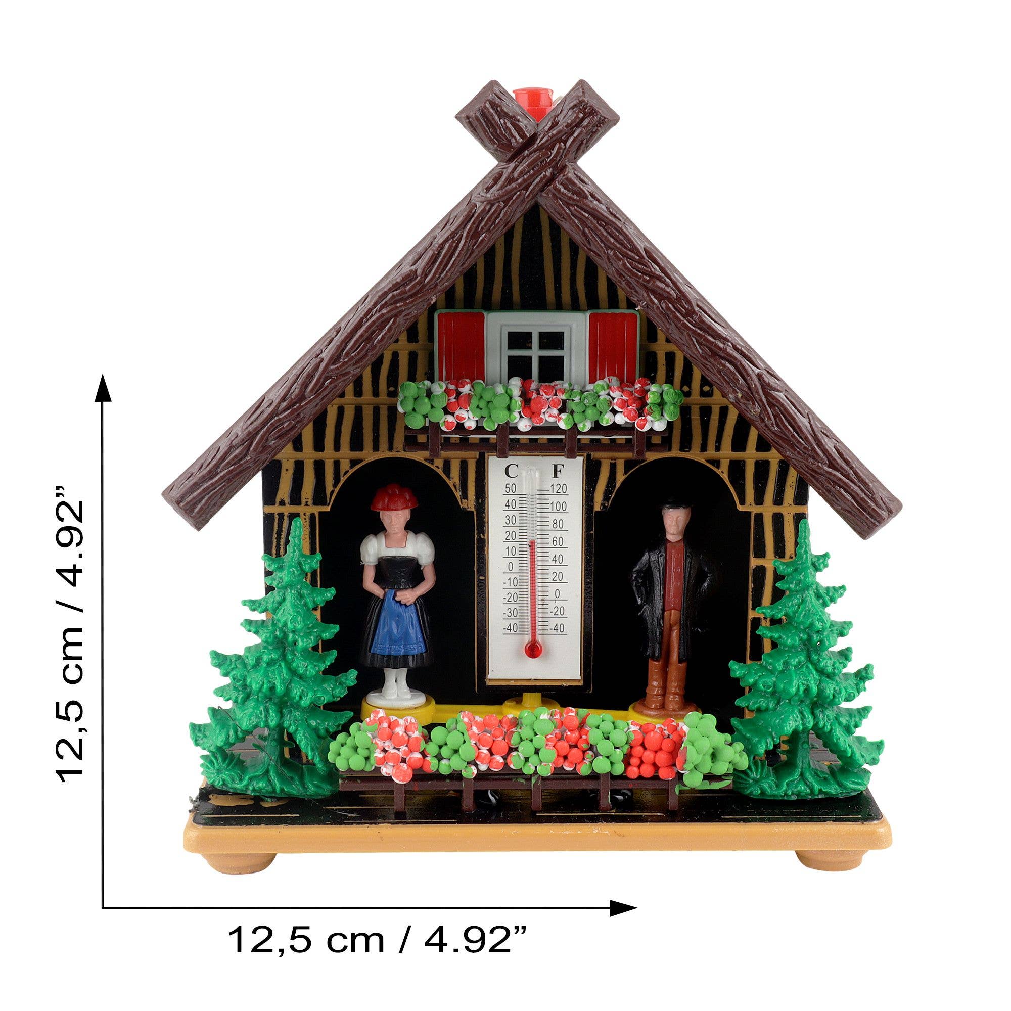 Tribal Trade GmbH - Wholesale Decorative Figurine - Wetterhaus thermometer Schwarzwald 01 green roof without deer4