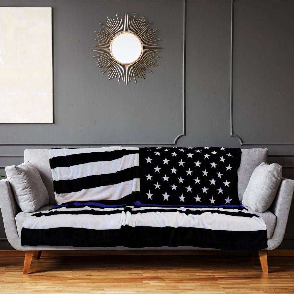 Flags Importer - Wholesale Throw Blanket - Thin Blue Line Soft Plush 50x60in Blanket7