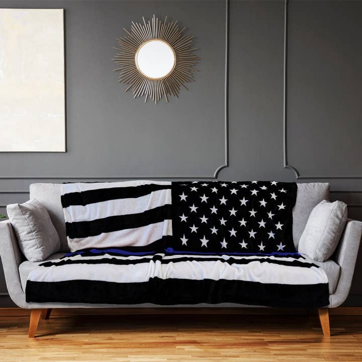 Flags Importer - Wholesale Throw Blanket - Thin Blue Line Soft Plush 50x60in Blanket7