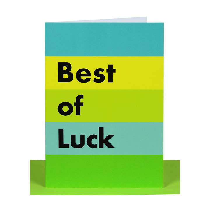 Tarjeta de felicitación con la mejor de las suertes, rayas verdes y amarillas para venta al por mayor de Lil's Cards