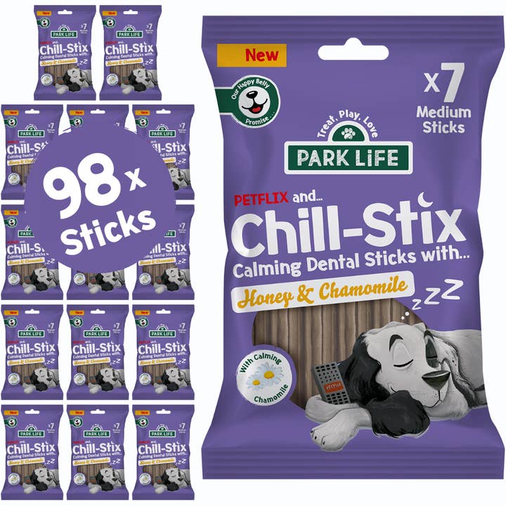 PARK LiFE - Wholesale Pet Treats - Dog - Chill Stix Calming Dental Sticks Honey & Chamomile1