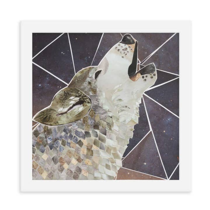 Wolf Framed Collage Art Print for wholesale by more the merrlier