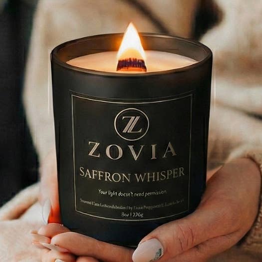 Saffron Whisper Candle – Exotic Jasmine, Cedar & Amberwood Home Fragrance for wholesale by Zovia Fragrances