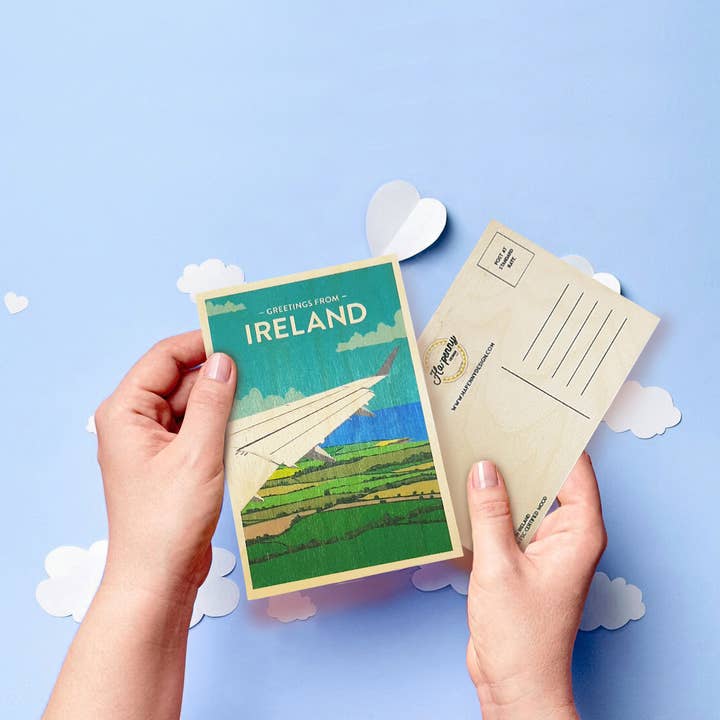 Hapenny Design - Wholesale Postcard - Greetings From Ireland - Irish Wooden Postcards