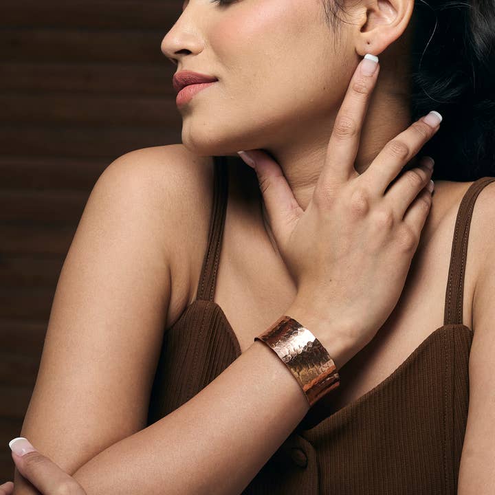Anju Jewelry - Wholesale Cuff Bracelet - Handcrafted Copper Hammered Glow Pure Copper Cuff1