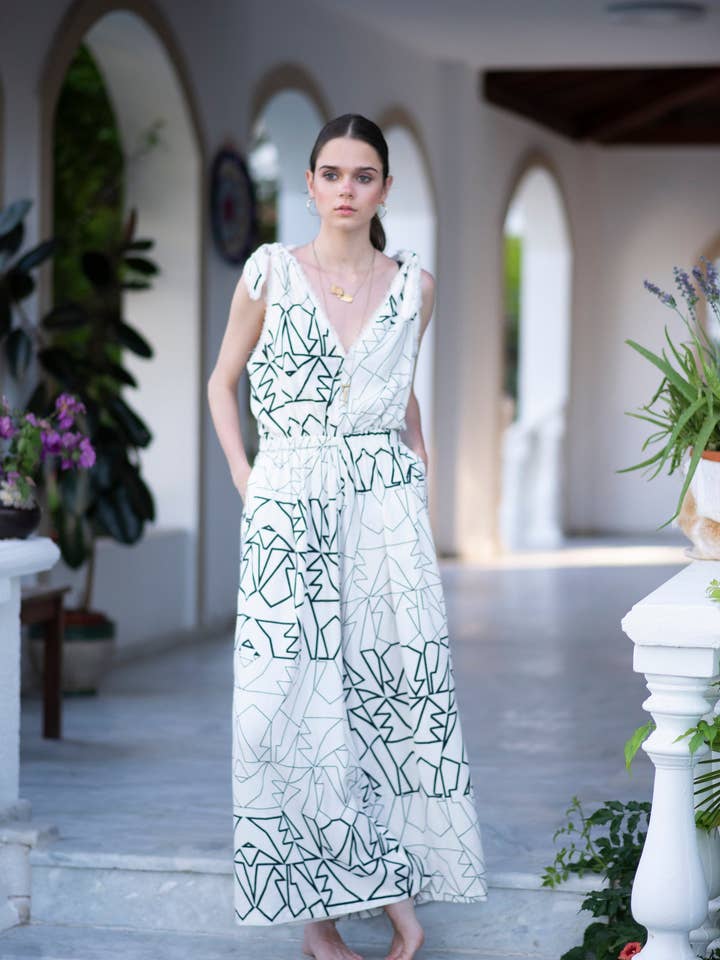 Jumpsuit met wijde pijpen in grafische print voor wholesale door Laluzza S.L.