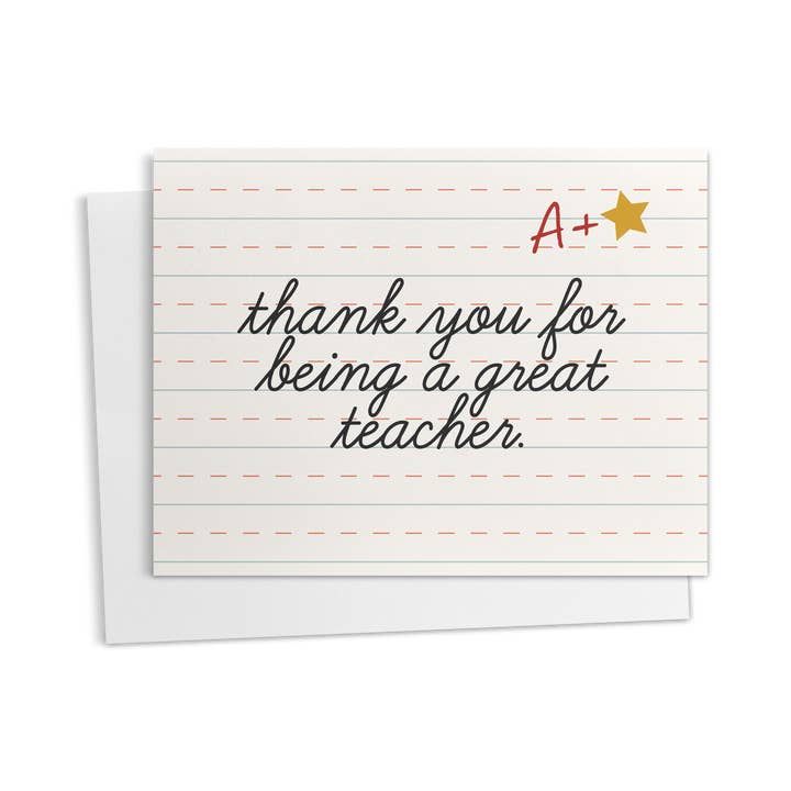 Biglietto di ringraziamento per insegnante in corsivo per la vendita all'ingrosso da parte di Asteria Studio