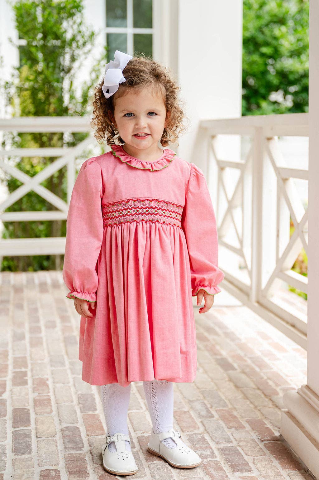 Ruth and Ralph - Wholesale Dress - Kids - Festive Red and Green Smocked Charlotte Dress7