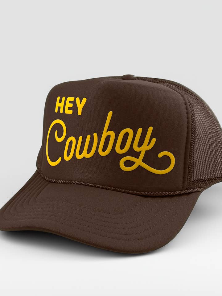 Hej Cowboy Vuxen Truckerkeps: Brun för wholesale av Made of Mountains