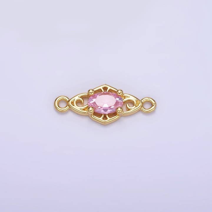 Aim Eternal - Vendita all'ingrosso Ciondolo/pendente - Connettore Artigianale in Oro Riempito 14K con CZ Verde, Rosa, Trasparente, Rosso, Blu, Viola | G347 - G3491