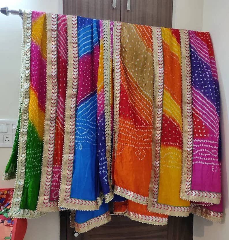 Bhawana Handicrafts – wholesale Scarf – Women's – 5 Pc Lot Indian Women's Bandhej Chiffon Dupatta 0