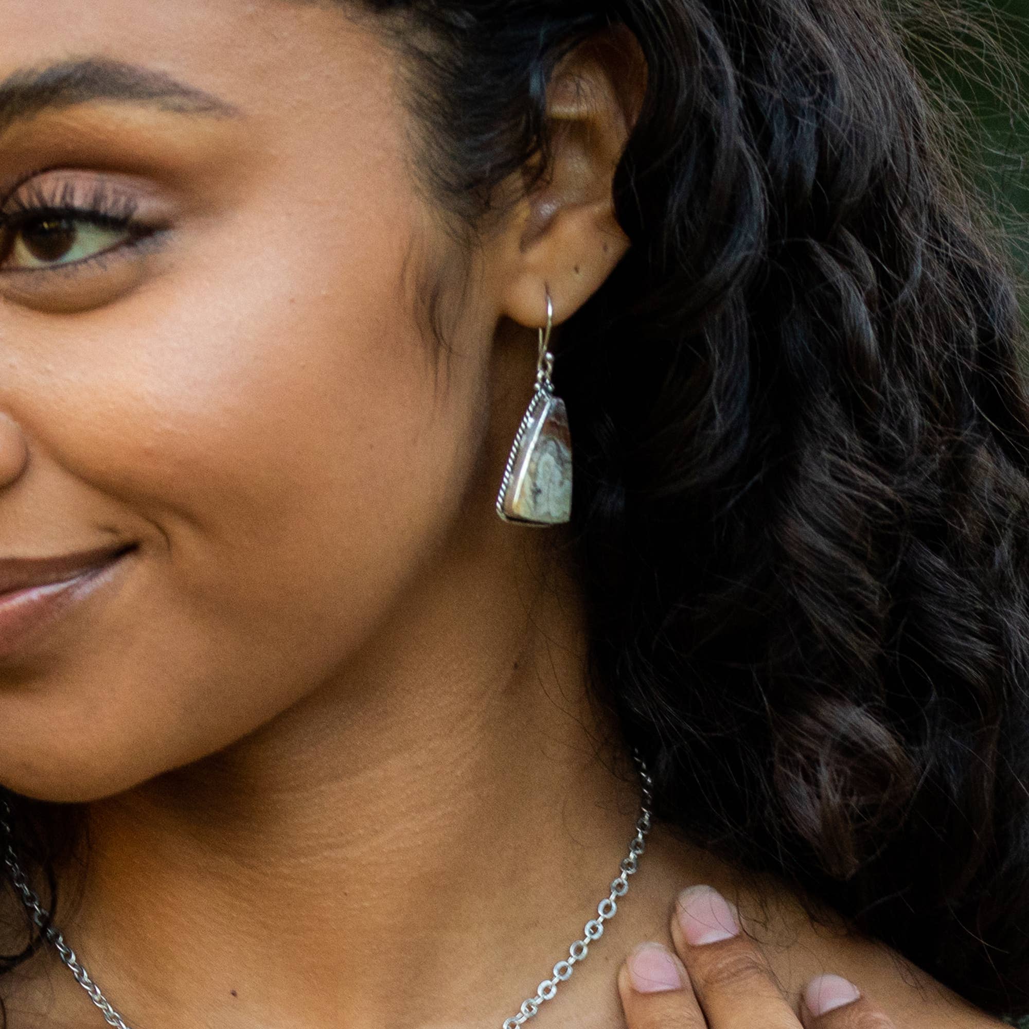 Anju Jewelry – wholesale Dangle earrings – Handcrafted Semiprecious Stone Earrings - Crazy Lace Agate2