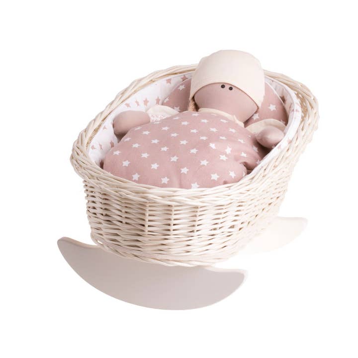 The Wicker Stories – Großhandel Puppenzubehörset – Kinder – Schaukelbett für Puppen, Korbpuppenwiege5