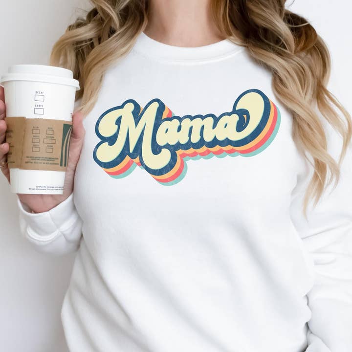 Moletom Retro Mama, Moletom Mama, Camisa Feminina, Presente Nova Mamãe, Presente Primeiro Dia das Mães, Cool Mom, Camisa Retro Mom por atacado de Victorholistics