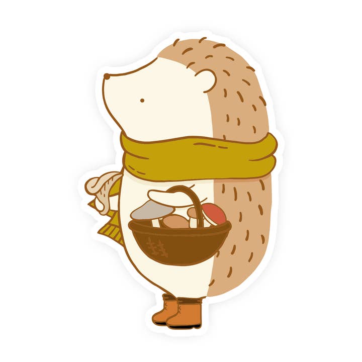 Henrietta Mushroom Forager Vinyl Sticker for wholesale by The Clever Clove