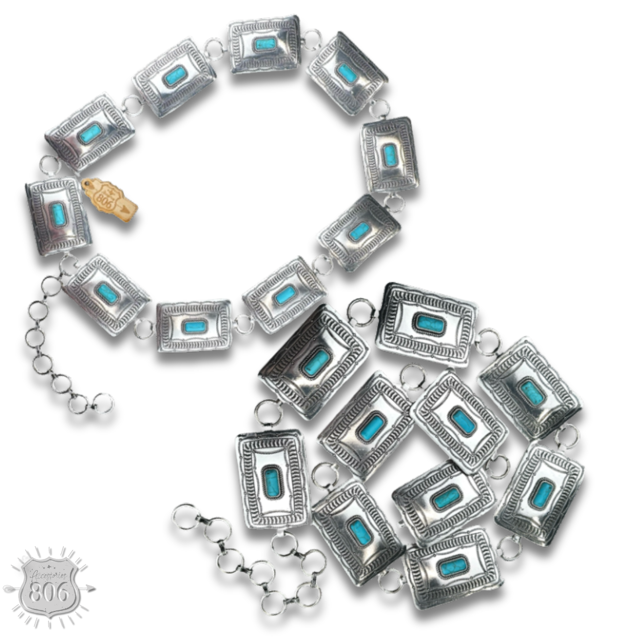 Pink Panache Brands - Wholesale Belt - Women's - Western rectangle concho belt with stones - LC1