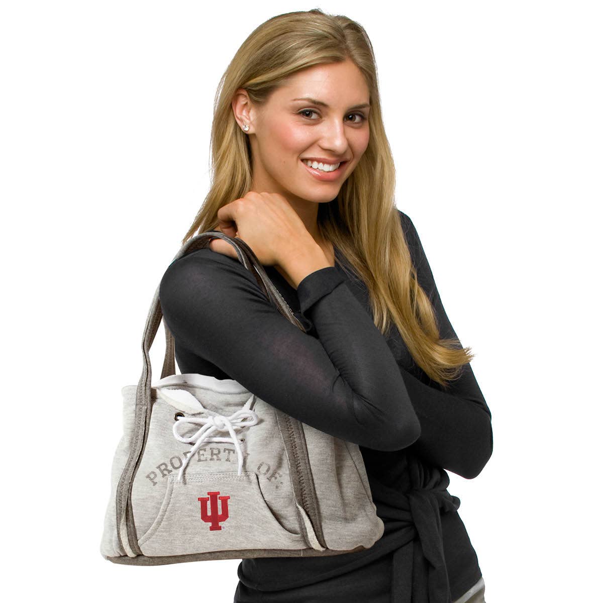 Grey NCAA Indiana Hoosiers Hoodie Purse for wholesale on Faire1