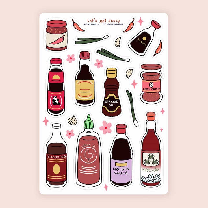 Asian Condiment Sticker Sheet for wholesale by Wanderella
