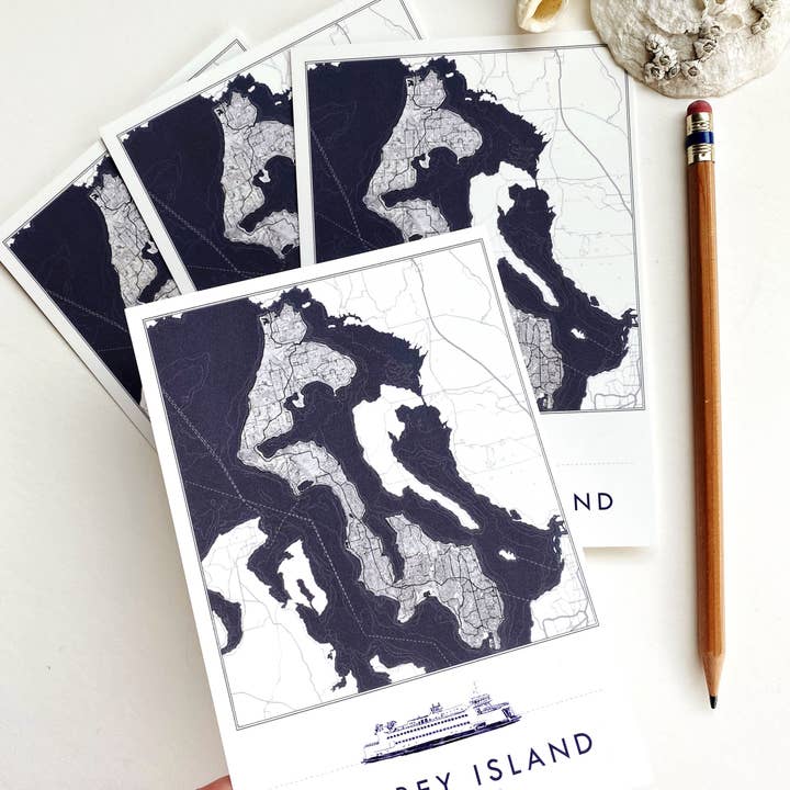 Turn-of-the-Centuries - Wholesale Postcard - WHIDBEY ISLAND Washington "Blueprint" Map Postcard3