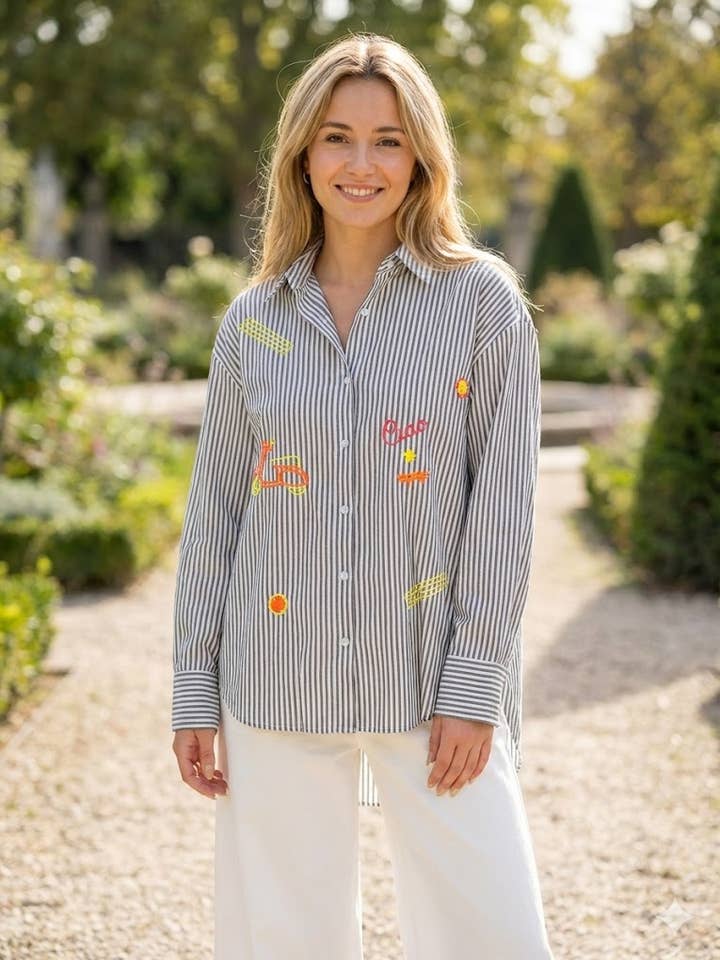 Chemise à rayures brodées pour la vente par VICTORIA&ISAAC