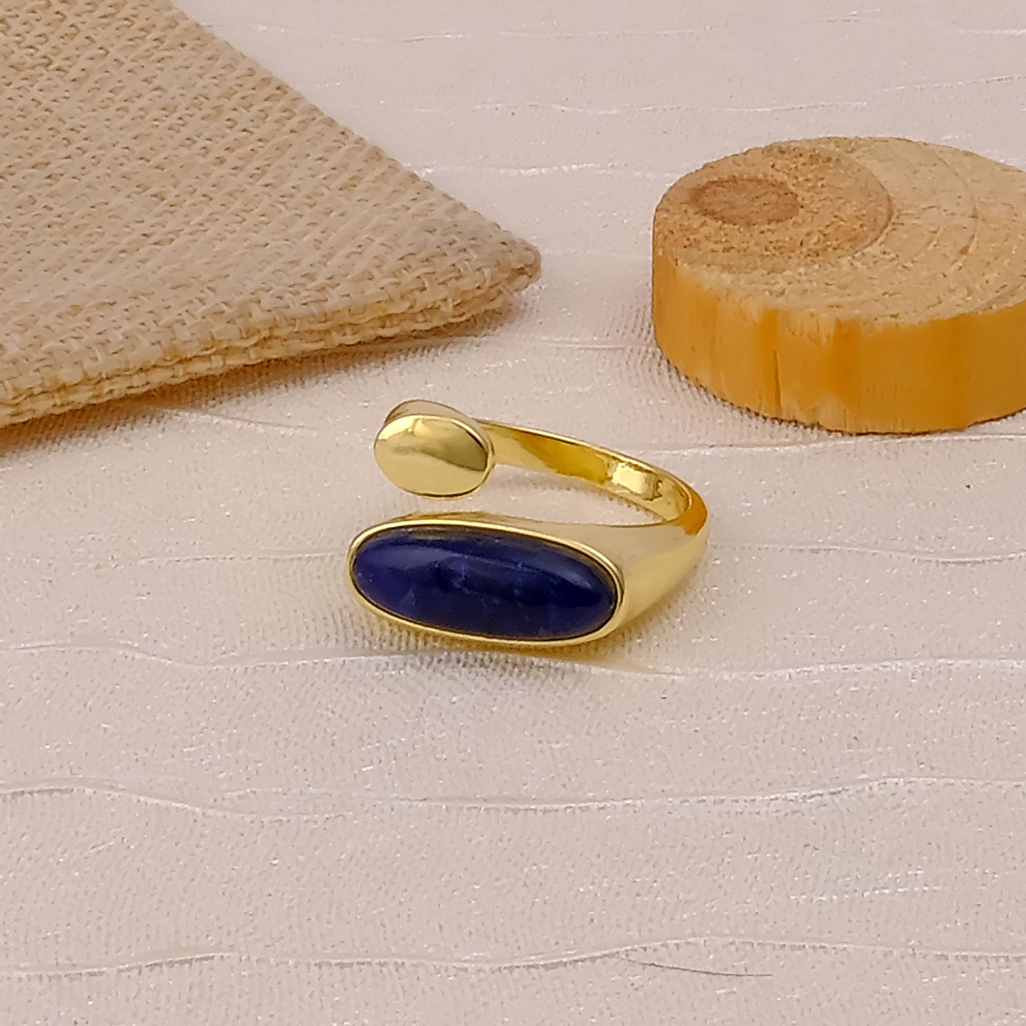 El Joyero - Wholesale Multi-Stone Ring - Sapphire Mojave Jade Oval Gemstone Gold Plated Ring2