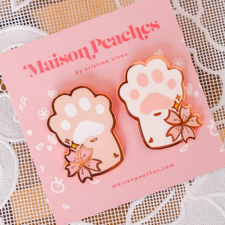 Always Together Cherry Blossom Paw Pin Set voor stelletjes/vrienden voor wholesale door Maison Peaches