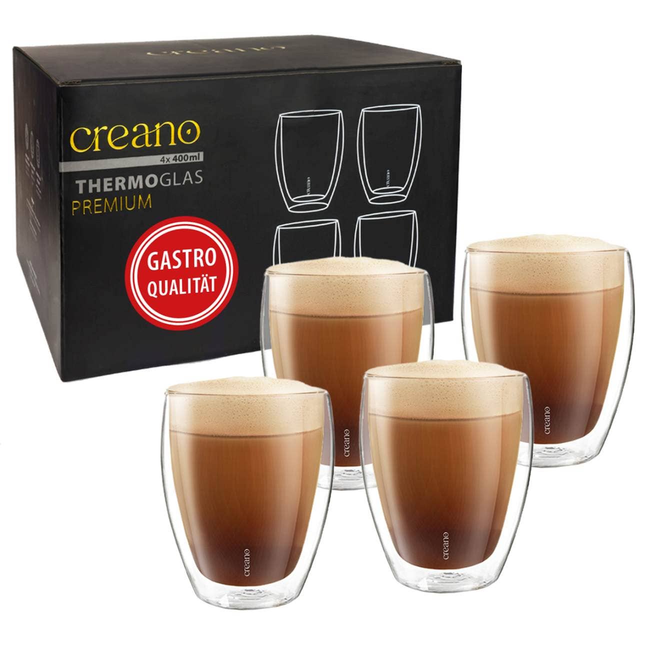 Creano - Wholesale Drinking Glass/Cup - Creano double-walled glasses in gastro quality, set of 4, 400ml0